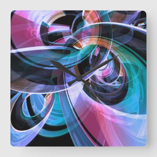 Horloge Carrée Anneaux de réflexion Abstraits (Recto)