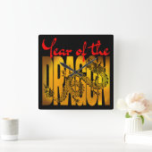 Horloge Carrée Année du dragon (Maison)