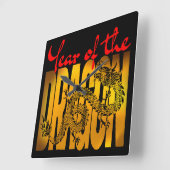 Horloge Carrée Année du dragon (Angle)