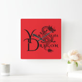 Horloge Carrée Année du dragon (Maison)