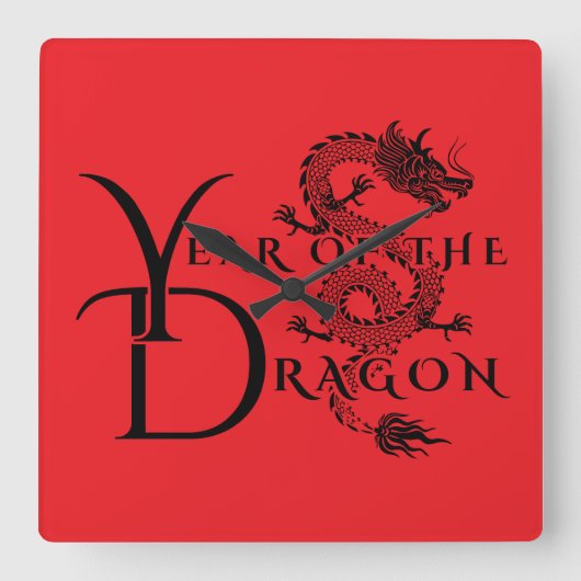 Horloge Carrée Année du dragon (Recto)