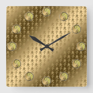 Horloge Carrée Année du Rat de Métal