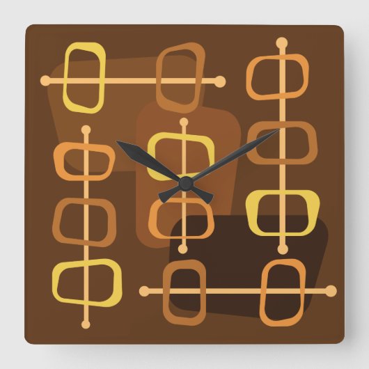 Horloge Carrée Années 1950 Abstrait Art Hollow Rocks Brown (Recto)