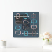 Horloge Carrée Années 1950 Abstrait Art Hollow Rocks Turquoise (Maison)