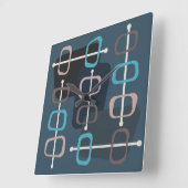 Horloge Carrée Années 1950 Abstrait Art Hollow Rocks Turquoise (Angle)