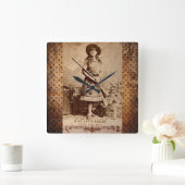 Horloge Carrée Annie Oakley Sepia (Maison)