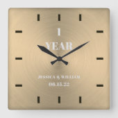 Horloge Carrée Anniversaire du Mariage d'or moderne Keepsaké Carr (Recto)