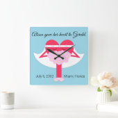 Horloge Carrée Anniversaire du mariage du coeur (Maison)