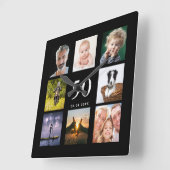 Horloge Carrée Anniversaire noir photo collage mec (Angle)