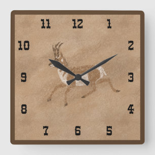 Horloge Carrée Antilope pronghorn courant vers le sud-ouest
