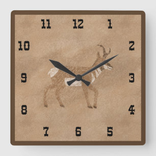 Horloge Carrée Antilope pronghorn de la marche du Sud-Ouest