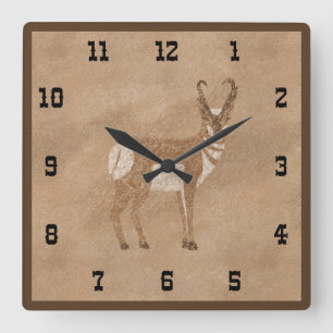 Horloge Carrée Antilope Pronghorn du Sud-Ouest