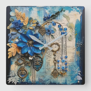 Horloge Carrée Antique Boîtier de papier jonc
