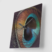 Horloge Carrée Antique Hues Peacock Feather Eye (Angle)