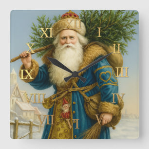 Horloge Carrée Antique Olde World Père Noël
