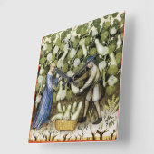 Horloge Carrée ANTIQUE SQUASH HARVEST Squashes Peinture médiévale (Angle)