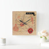 HORLOGE CARRÉE ANTIQUE TALISMAN / PIRATE TREASURE MAP PARCHMENT (Maison)