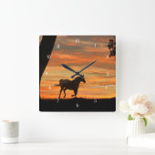Horloge Carrée Appaloosa Cheval et Chêne (Maison)