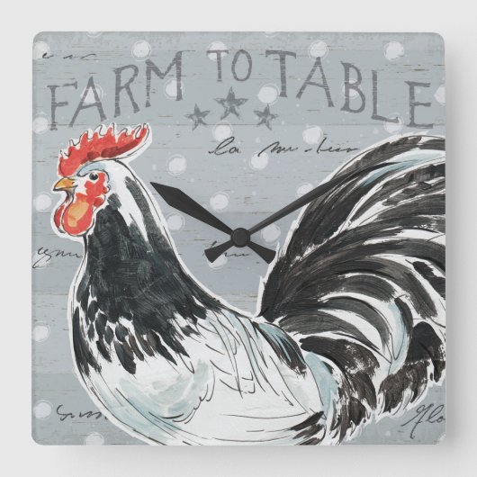 Horloge Carrée Appel III de coqs (Recto)