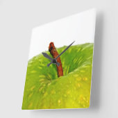 Horloge Carrée Apple vert (Angle)