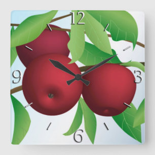 Horloge Carrée "Apples on a Branch"