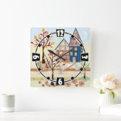 Horloge Carrée Applique, maisons, village (Maison)