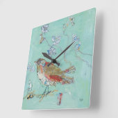 Horloge Carrée Aqua Bird (Angle)