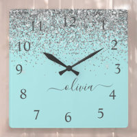 Aqua bleu Turquoise Parties scintillant argent Mon