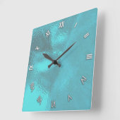 Horloge Carrée Aqua Blue Glass (Angle)