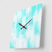 Horloge Carrée Aqua Turquoise Blanc Abstrait (Angle)