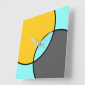 Horloge Carrée Aqua yellow Gray Black Circles (Angle)