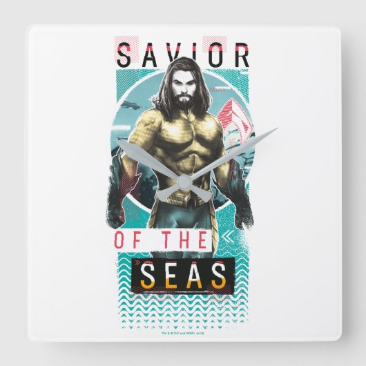 Horloge Carrée Aquaman | "Sauveur Des Mers" Graphique Moderniste (Recto)