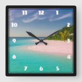 Horloge Carrée Aquamarine Ocean Tropical Beach Scenic (Recto)