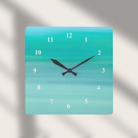 Horloge Carrée Aquamarine vert turquoise