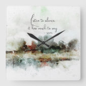 Horloge Carrée Aquarelle Abstraite Rumi Citation Cadeau (Recto)