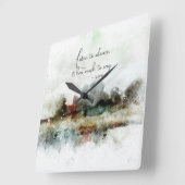 Horloge Carrée Aquarelle Abstraite Rumi Citation Cadeau (Angle)