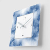 Horloge Carrée Aquarelle bleu Indigo Abstraite (Angle)