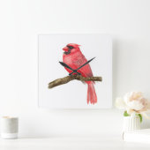 Horloge Carrée Aquarelle cardinale (Maison)