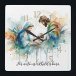 Horloge Carrée Aquarelle colorée Sainte Famille<br><div class="desc">Aquarelle colorée Saint-Famille Vacances objets thématiques conçus par Umua. Imprimé et expédié par Zazzle ou ses filiales.</div>