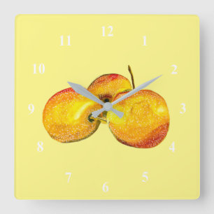 Horloge Carrée Aquarelle de fruit jaune perruque