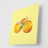Horloge Carrée Aquarelle de fruit jaune perruque (Angle)