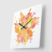Horloge Carrée Aquarelle Empreinte de patte de chien (Angle)
