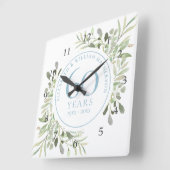 Horloge Carrée Aquarelle florale du 60e anniversaire (Angle)