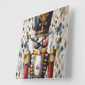 Horloge Carrée Aquarelle illustrée Noisette de Noël (Angle)