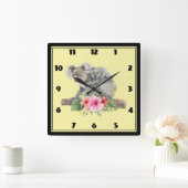 Horloge Carrée Aquarelle Koala Oears mignonne maman & bébé (Maison)