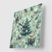 Horloge Carrée Aquarelle Noël Motif vacances Whimy Green (Angle)