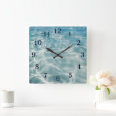 Horloge Carrée Aquarelle Ocean Waves Réflexions (Maison)