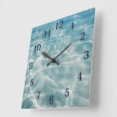 Horloge Carrée Aquarelle Ocean Waves Réflexions (Angle)