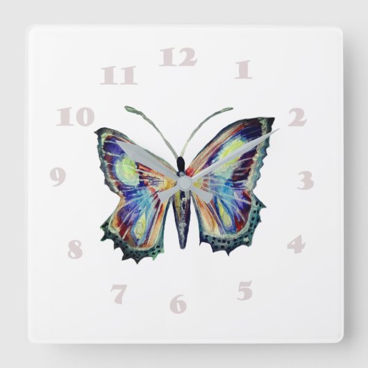 Horloge Carrée Aquarelle papillon (Recto)