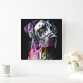 Horloge Carrée Aquarelle Rainbow Great Dane (Maison)